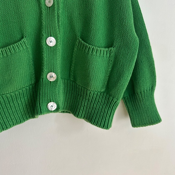 babaà no 16 cotton cardigan boxy sweater fern green babaa no16 22 one size O/S - Picture 10 of 14